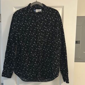 Velvet Floral Long Sleeve Button Down